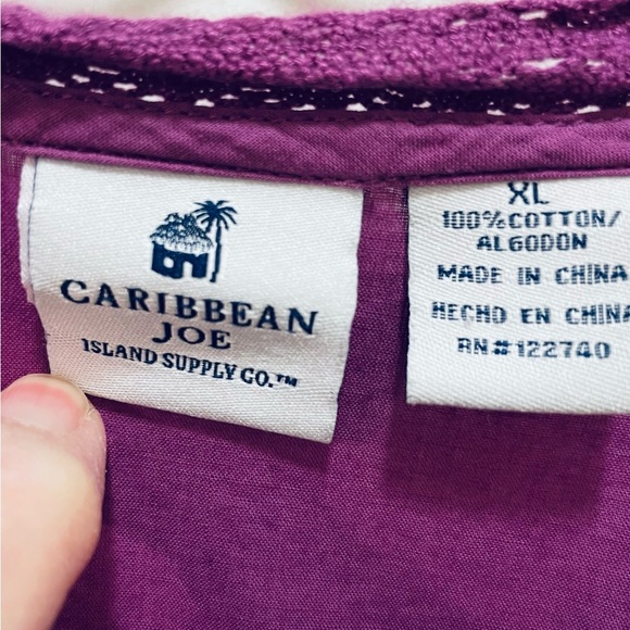 Caribbean Joe 100% cotton womens tunic with long sleeves hook and eye closures - Picture 4 of 8